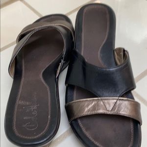 Cole Haan Black with pewter trim Sandals